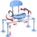 KingPavonini 550lbs Heavy Duty Sliding Shower Chair Tub Transfer Bench with 360° Swivel Seat, Shower Chair for Inside Shower with Adjustable Backrest, Non-Slip Shower Bench for Elderly and Disabled