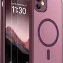 SPIDERCASE Designed for iPhone 11 Phone Case, Magnetic Translucent with 2PCS Tempered Glass Screen Protector Anti-Fingerprint Phone Case for iPhone 11 6.1'', Wine Red