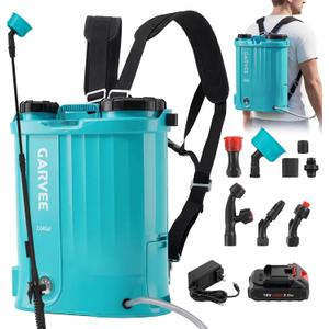 2.6 Gallon Battery Powered Backpack Sprayer, 0-65 PSI Adjustable Pressure, Electric Sprayer with 5 Nozzles and 1 Wands, 18V 2Ah Battery, Wide Mouth Lid for Weeding, Spraying