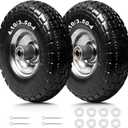 Storystore 2-Pack 4.10/3.50-4 Tire and Wheel - 10 Inch Solid Rubber Tire Wheels with 5/8" Bearings, 2.2" Offset Hub for Hand Truck, Trolley Dolly, Garden Cart and Wheelbarrow