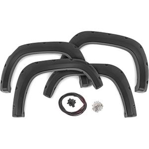 Rough Country Pocket Fender Flares for Chevy Colorado (2023-2026) - 1" Tire Coverage, 5.75" Height, Riveted Style, UV-Resistant ABS, Paintable Matte Black