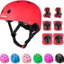 KAMUGO Kids Adjustable Helmet, with Sports Protective Gear Set Knee Elbow Wrist Pads for Toddler Age 2-8 Boys Girls, Bike Skateboard Hoverboard Scooter Rollerblading Helmet Set, Size S