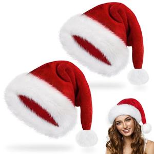 Iioscre Bulk Santa Hats for Adults Christmas Hat Holiday Unisex Velvet Comfort Extra Thicken Fur Xmas Hat