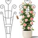 30 Inch Plant Trellis for Climbing Plants Indoor, Outdoor Metal Garden Trellis for Potted Plants, Houseplant Plant Support for Ivy Pothos Monstera Hoya Flower Vine Black Heart (Black-2pcs)