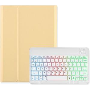 Disonbeir Backlit Keyboard Case for iPad mini 7 (A17 Pro 2024), iPad mini 6th Generation 2021 Case with Rainbow Backlight Detachable Keyboard Cute Candy Color,Yellow+White