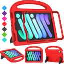 SUPLIK Kids Case for iPad mini 7 (A17 Pro) 2024 & iPad mini 6 (A15) 2021, 8.3-inch iPad mini 6th/7th Generation Case with Screen Protector, Durable Shockproof Kids Cover with Handle Stand, Red