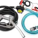 Diesel Transfer Pump Kit, 12V Fuel Transfer Pump with Hose Nozzle for Kerosene, Transformer Oil, Diesel Fuel Pump 12V DC 10GPM Electric Self-Priming Pump