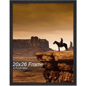 A PLUS MAX 20x26 Picture Frame, Black Engineered Wood Frame for 20 x 26 Inch Picture Poster Photo, Light Weight 20 by 26 Frame with Wood-grain for Wall - 1 Pack/Black/20 x26