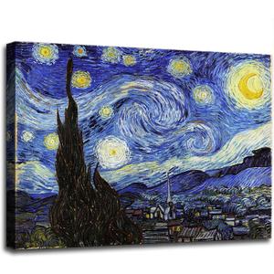 dgbtcart Starry Night, Vincent Van Gogh Canvas Wall art, Classic Paintings Reproduction Pictures Poster, Abstract Artwork Prints for Home Decor 16" x 24"