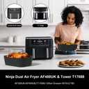 Silicone Air Fryer Liners 2 Pack, Reusable Liners Compatible for Ninja Foodi DZ201, DZ401, DZ550, COSORI, Chefman, Instant Air Fryer, and 6-in-1 8-10QT AirFryer Baskets