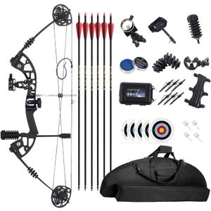 SOPOGER Archery Compound Bows for Adult - Compound Bow Package Kit Full Set Adjustable Draw Weight 30-60 Lbs IBO Speed 320 FPS for Beginner Teens Outdoor Hunting Shooting Practice
