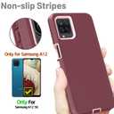 for Samsung Galaxy A12 case, Heavy Duty case,[ with Clip],[Shockproof] [Dropproof] [Dust-Proof] (WineRed-Pink)