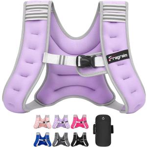 Fragraim Weighted Vest for Women Men - 8lb/10lb/12lb/16lb/22lb/25lb/30lb Weight Vest with Reflective Stripe, Detachable Phone Pouch, Ideal for Walking, Strength Training, Running, Workout, Cardio (Purple)