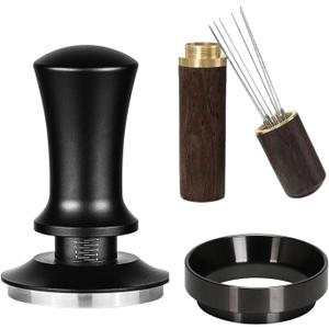 54mm Espresso Tamper Set Espresso Accessories Kit with Adjustable Spring-Loaded Tamper, Stainless Steel WDT Tool and Magnetic Dosing Funnel for 54 mm Portafilters
