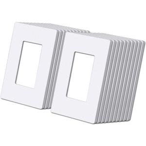 (20 Pack) BESTTEN USWP6 Matte Snow White Series, 1-Gang Screwless Wall Plate, Decorator Outlet Cover, Decor Switch Plate, H4.69” x W2.91”, for Dimmer, USB, GFCI, Receptacle, UL Listed