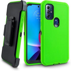 for Motorola Moto G Play (2023) Case/Moto G Power (2022), with Belt Clip Holster Heavy Duty Full Body Protection Built in Screen Protector Kickstand Phone case (Green)