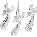 Red Co. Set of 3 Mini 2.75" Clear Glass Holy Angel Hanging Christmas Tree Ornaments