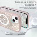 for iPhone 13 Case Magnetic, Compatible with Magsafe, Crystal Diamond Grid Glitter Design Bling Sparkly Shiny for Women Girls Soft Slim Protective Phone Cover, Pink