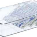 mDesign Plastic Household Stackable Storage Organizer Box Containers with Hinged Lid for Office, Bedroom, Entryway, Hallway, Garage, Playroom or Craft Room - Clear (7.1 x 10.7 x 2.3)