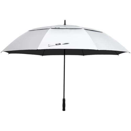 Fulynmen 72 Inch Large UV Umbrellas For Sun Protection UPF50+ Sun Golf Umbrella UV Protection Cooling Windproof Vented Double Canopy Extra Huge Big Size (Silver-Black)
