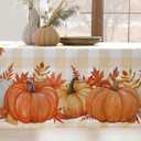Softalker Fall Tablecloth Rectangle 60x84 Inch, Thanksgiving Autumn Harvest Pumpkin Buffalo Plaid Decoration Table Cloth, Stain Resistant Table Cover for Party/Dining/Holiday, Orange Checkered