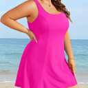 Yonique Plus Size Swim Dress - One Piece Swimsuit for Women Tummy Control Bathing Suit Modest Skirted Swimwear 2025 Hot Pink 16 Plus (Pink)