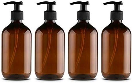 Mochiglory 500ML Large Capacity Empty Lotion Pump Bottles, Plastic Brown/Green Soap Lotion Pumps Dispensers Bottle.                 Size.     4-Pack(Brown-500ml)