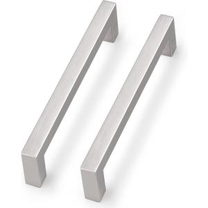 Probrico 5 Inch Stainless Steel Cabinet Handles Pack of 10, Modern Kitchen Cupboard Handles 5 Inch Holes Centers Cabinet Drawer Pulls Brushed Nickel 5.5 Inch Total Length