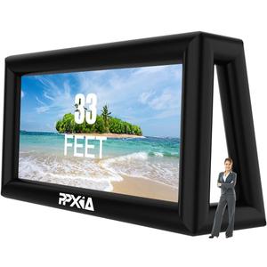Blow Up Projector Screen Outdoor 33ft Supports Front and Rear Projection, Extra Large Inflatable Projector Screen with Air Blower for Outside Movie Nights Home Theater Backyards Pool Party Fun