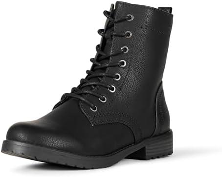 Amazon Essentials womens Lace-Up Combat Boots, Black, 5