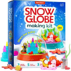 Dan&Darci Snow Globe Making Kit for Kids - Make Your Own Water Globes Kits - Kid Christmas Stocking Stuffers Craft Activities for Age 3 4 5 6 7 8 9 - DIY Art Crafts - Gifts Ideas and Toys for Boys