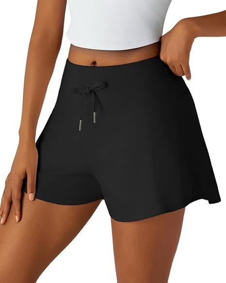 Leapstride Athletic Shorts for Women Flowy Tennis 2-in-1 Running High Waist Shorts- with Pockets Butterfly Workout Gym Casual, XS