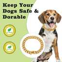 18K Gold Plated Stainless Steel Dog Collar with Safety Lock 15MM Heavy-Duty Cuban Link for Small, Medium & Large Dogs for Extra Small Dog with 8inch Dog's Neck
