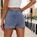 Women's Jean Skorts High Waist Wrap Asymmetrical Hem Mini Skort Stretchy Trendy Casual Denim Skirt Shorts (Blue, S)