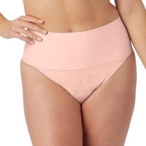Maidenform womens Tame Your Tummy Shaping Lace Thong With Cool Comfort Waist Shapewear, Pink Pirouette Lace, Medium US
