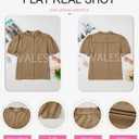 EVALESS Womens Button Down Shirts Cute Short Puff Sleeve V Neck Tops Spring Summer Blouses for Women Dressy Casual (L)