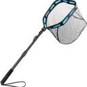 PLUSINNO Floating Fishing Net for Steelhead, Salmon, Fly, Kayak, Catfish, Bass, Trout Fishing, Rubber Coated Foldable Landing Net with Fixed or Telescoping Pole Handle, Fishing Gear and Gifts for Men, Large