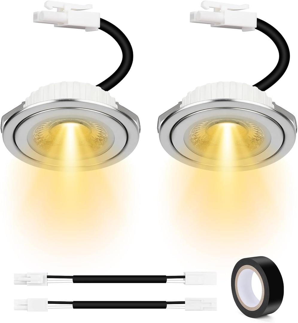 ON-E01-32 Range Hood Light Bulbs Replacement, 12V DC 3W Cooker Hood LED Light Bulbs, Energy Efficient, Long Lifespan, Heat-Resistant Aluminum for Better Heat Dissipation, 3000K Warm Yellow, 2-Pack