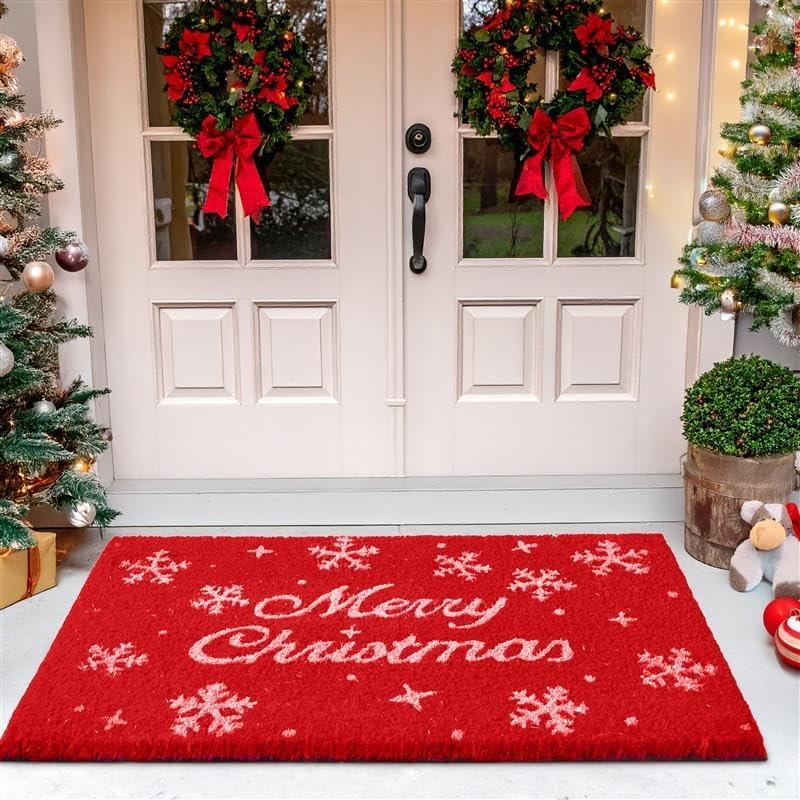 Merry Christmas Coir Door Mat  Festive Christmas Door Mat for Holiday Entryway Dcor (Merry Christmas, 17'' x 30'')