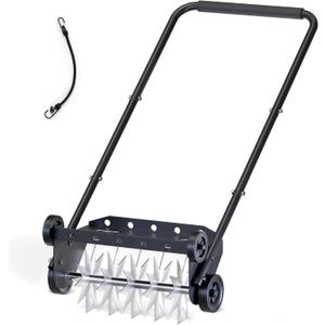 Lawn Aerator, 18 Inch Push Spike Aerator, Rotary Lawn Aerator, 4 Wheels Manual Scroll Aerator Lawn Tool, for Aerating Lawns Yard Care Loosening Soil