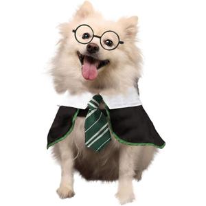 Dog Halloween Costume Pet Wizard Shirt Funny Cat Clothes for Dogs Cats Clothing with Glasses (X-Large,Green)