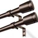 5/8 Diameter Curtain Rods 30-45 Inch, for 30-39 Inch Windows, Adjustable Splicing Bronze Curtain Rods for Windows with Brackets, Window Rod Long Small Curtains Rod, 2 Pack