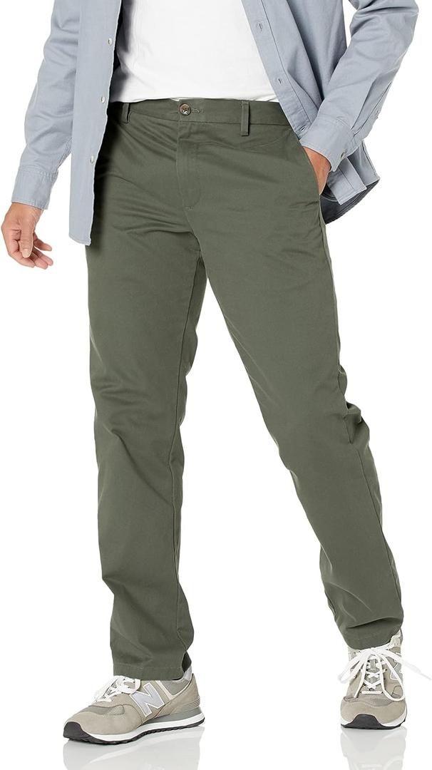 Amazon Essentials Men's Slim-Fit Wrinkle-Resistant Flat-Front Chino Pant (38W x 30L, Dark Olive)