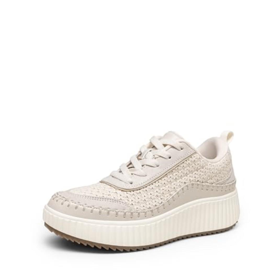 DREAM PAIRS Women Chunky City Tweed Comfortable Casual Platform Fashion Sneaker,Size 6.5,Sandstone-Knit