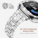 Dsytom Bling Stylish Watch Band Compatible With Fitbit Versa 4, Sense 2, Versa 3, Sense - Cute Strap With Rhinestone Protective Case Cover for Women