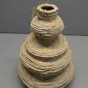 Fllamo Rattan Woven Flower Vase,White Boho Vases for Decor,Modern Decor Country Style Woven Rustic Vase for Home Decoration