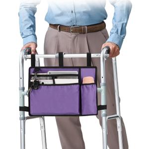supregear Walker Bag, Walker Basket w/Cup Holder, Folding Walker Carry Storage Pouch, Seniors Caddy Attachment Accessories for Rollator, Water Resistant Large Capacity Carrier Tote Elderly, Handicap (Light Purple)