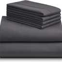 LuxClub 6 PC King Size Sheet Set Sheets Deep Pockets 18" Eco Friendly Wrinkle Free Cooling Sheets Machine Washable Hotel Bedding Silky Soft - Dark Grey King