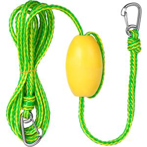 Obcursco Kayak Tow Line, Drift Sock Anchor Rope for Fishing Boat, Buoy Float Docks for Lake Jet Ski Boat Accessories (12-20FT) (Yellow/Green)