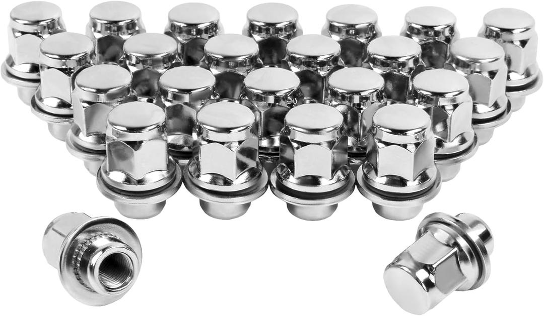 M12x1.25 Lug Nuts 24 pcs Compatible with Frontier NP300 Titan (Non XD) 13/16" 21mm Hex 1.46x1.18 Chrome OEM Factory Style Wheels Lug Nuts